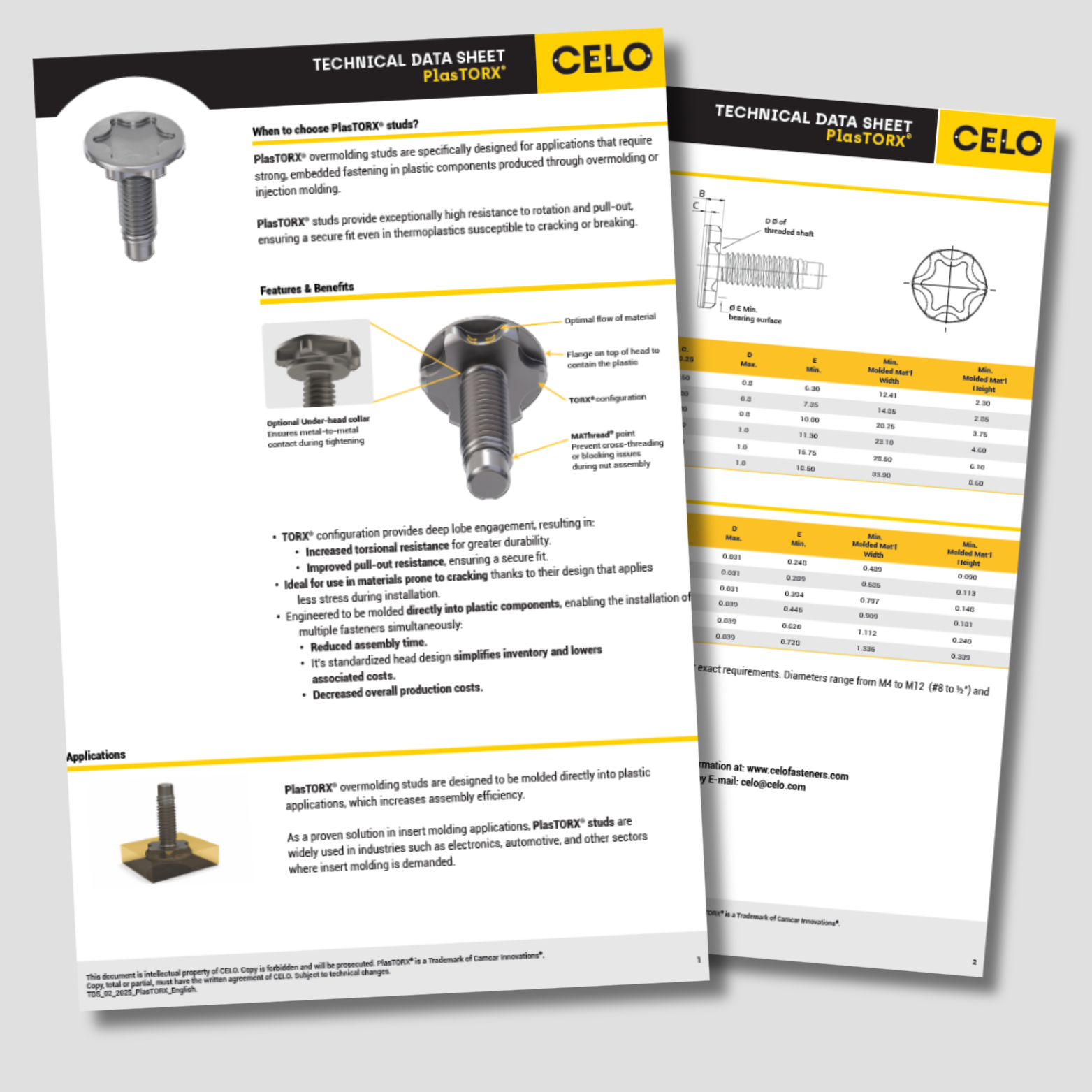 PlasTORX® overmolding studs 